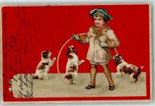 Bernhardiner Spielzeug Reifen Kind AK Welpe 1902 Prägedruck
