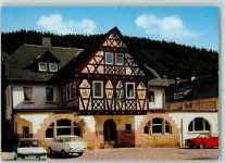 96332 W8644 Förtschendorf , Kr Kronach - Gasthaus Leiner Bräu Brauerei Fachwerkhaus Wandbemalung Oldtimer