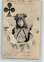 Serie Durchbrochene Papierwand - Kreuz Dame, gute Erhaltung AK Kartenspiel 1903
