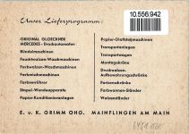 63533 W6451 Mainflingen 1965 KEINE AK Firma Grimm , Lieferprogramm Rückseite - Fabriken AK