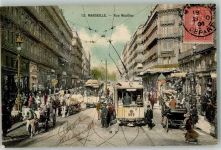 13000 Marseille 1908 - Straßenbahn Rue Noailles Pferdefuhrwerke