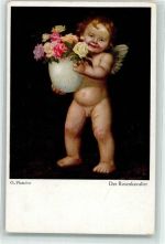 G. Flatscher Der Rosenkavalier Engel mit Rosen in der Vase Primus 5116AK Flatscher, M.