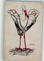 Storch Baby sign. Stuck Säuglingsfürsorge Künstlerkarte