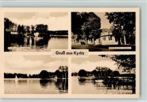 16866 O1910 Kyritz , Prignitz - Bootshäuser am Untersee Insel HO-Gaststätte Waldhof Landungsbrücke am Untersee