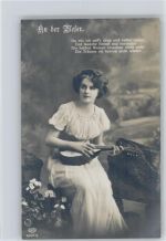 An der Weser - Gedicht - Frau mit einer Mandoline Serie EAS 8837-5 Foto AK Zupfinstrument
