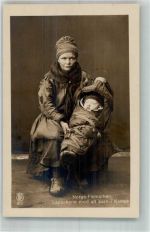 Tracht Frau mit Kind Lappland Trachten Norwegen Foto AK