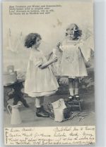 Kinder mit Wäschetrog - Wäscheklammern - 1903 AK Serie 3976 - Waschfrau
