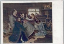 sign Sourikoff russ. Familie, Buch lesen Kunst Russland Künstlerkarte