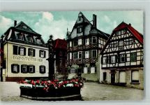 W6148 Heppenheim (Bergstraße) Marktplatz mit Apotheke und Brunnen Fachwerkhäuser Darmstädter Hof Apotheke