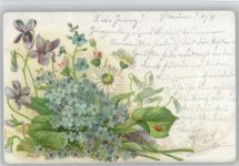 Vergissmeinnicht Blumen, litho Glitzer 1901 AK mit Glitzer