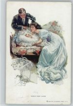 Glamour Frau und Baby Fisher, H. Künstlerkarte