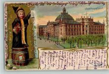 W8000 München Münchner Kindl Justizpalast Litfaßsäule Gericht 1902 Lithographie