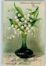 Pfingsten, Blumenvase, Meiglöckchenduft, Verlag Schmidt, Litho AK Duftkarte 1903 Gebrauchsspuren