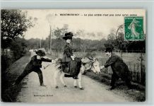 95160 Montmorency 1910 - Frau reitet auf einem Esel, Le plus entete nest pas celui qu`on pense