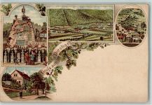 01612 O8401 Diesbar-Seußlitz 1899 Gebrauchsspuren Gruss aus - Litho, Kriegerdenkmal, Gasthof zum Ross AK