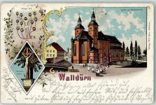 74731 W6968 Walldürn 1900 Lithographie Wallfahrtskirche Wallfahrer Missionskreuz Heiliges Blut
