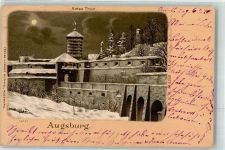 W8900 Augsburg , Bay Rotes Tor Gebr. Metz 19022 Winterlitho Lithographie / Mondschein
