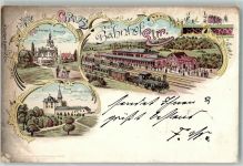 36381 W6490 Elm , Kr Schlüchtern 1898 Lithographie Bahnhof Dampflok Schloss Ramholz