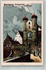 92331 W8433 Parsberg , Oberpf Lithographie / Künstlerkarte Amtsgericht Burg
