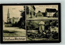 99869 O5801 Wechmar 1927 - Kriegerdenkmal, Kirche , Marktplatz mit Gasthaus zum Löwen AK