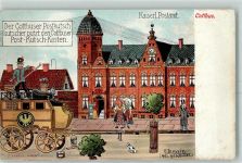 03042 O7500 Cottbus Künstlerkarte Kaiserl. Postamt Postkutsche sign E. Blessin
