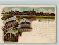 91438 W8532 Bad Windsheim Lithographie Gruss aus - Kriegerdenkmal, Töchterheim, Schloss, gute Erhaltung AK