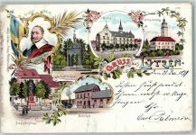 06686 O4854 Lützen 1899 Lithographie Porträt Gustav Adolf Denkmal Rathaus Altes Schloss Bahnhof Siegesdenkmal