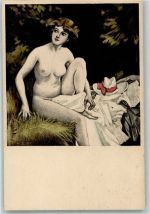 Simplicissimus Serie VIII Nr. 5 Erotik Akt Nach dem Bade Reznicek, F. von Künstlerkarte