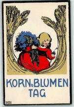 O9000 Chemnitz , Sachs Kornblumen Tag sign. Klose-Greger Blumentag 1913 Künstlerkarte