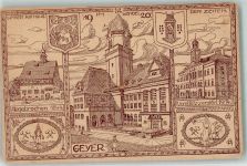 09468 O9307 Geyer 1844 Künstlerkarte Rathaus Wappen sign. M. Diesche