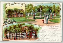 10115 W1000 Halensee 1900 Lithographie Gasthaus am Halensee Parkanlage Tanzsaal
