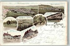 98660 O6115 Themar 1901 Lithographie Eingefallener Berg Dicke Eiche Kloster Vessra Osterburg Marktplatz Herzogl. Amtsgericht