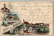01936 O8293 Königsbrück 1895 Lithographie Vorläufer Rathaus Park-Villa Hotel zum Bahnhof