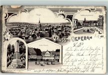 09569 O9388 Oederan 1902 Lithographie Alter Markt Eisenbahn-Unglück's-Denkmal Gahlenzerstraße