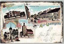 15345 O1274 Altlandsberg Lithographie Bahnhof Reform. Kirche Straussberger Tor Bahnhof Straussberger-Straße