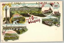97332 W8712 Volkach Lithographie Constitutions-Säule Vogelsburg Escherndorf Nordheim Hallburg Verlag Ottmar Zieher-München