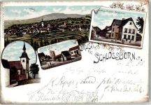 61479 W6246 Schloßborn 1898 Lithographie Burgruine Gasthaus Frankenbach