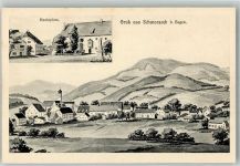 94374 W8445 Schwarzach , Niederbay Künstlerkarte Marktplatz Denkmal
