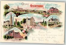 48607 W4434 Ochtrup 1898 Lithographie Hotel Gatersleben Ev. Kirche Bethaus Hospitz Kath. Kirche