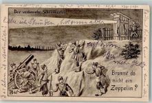 Der verkannte Scheinwerfer , brummt da nicht ein Zepelin, Toilettenhaus Franzosen Militär Humor WK I