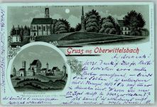 86551 W8890 Oberwittelsbach 1899 Lithographie / Mondschein Adelskorrespondenz Stammschloss der Wittelsbacher 1113-1209 Burgplatz