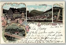38685 W3394 Lautenthal 1898 Lithographie Der Aufzug Bahnhof Hotel Rathaus