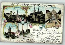 39393 O3231 Hamersleben 1906 Lithographie Ev. Kirche Kriegerdenkmal Rittergut Grauenhof Klostertor Kath. Kirche
