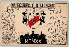 89407 W8880 Dillingen a d Donau Gebrauchsspuren Kriegskurs C MCMXX Studentika Erh. II Einriss