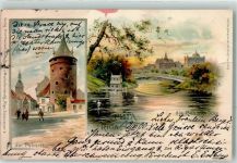 Riga 1900 Gebrauchsspuren Pulverturm Basteibrücke Schwan Entenhaus
