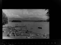 82449 W8114 Uffing a. Staffelsee GLASNEGATIV Strandbad m. Estergebirge