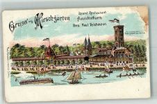 10115 O1199 Köpenick 1918 Gebrauchsspuren Lithographie Gasthaus Hirschgarten Aussichtsturm