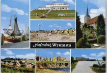 27638 W2851 Wremen - Hafen, Strandhalle, Siedlung, Strand, Kirche