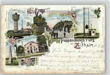 01619 O8401 Zeithain 1899 Lithographie Wasserwerk Kaiser-Wilhelm-Allee Korb-Signal Offiziers-Casino Pyramide Lus Hagers
