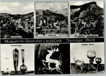 O6426 Lauscha Museum für Glaskunst - Rauchglasvasen, Waldglas , Hohlglas, Hüttenplatz 1975 AK Glasbläser